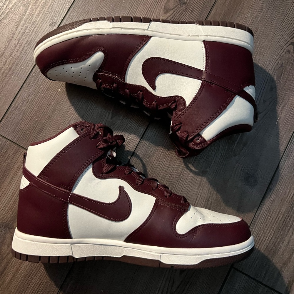 Nike Dunk High Maroon and Off White